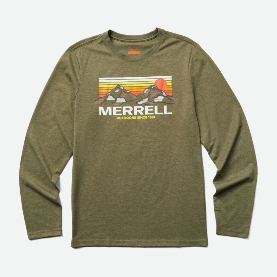 Tricou Pentru Bărbați Merrell Mountains Cu Mânecă Lungă, Dusty Olive Heather