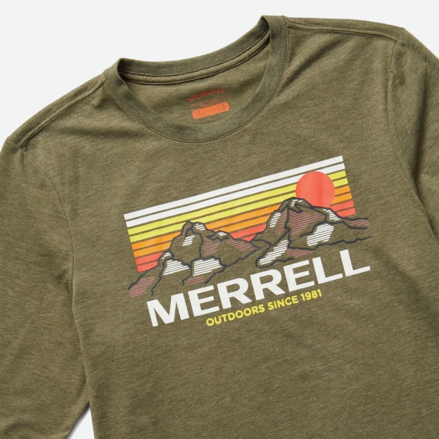 Tricou Pentru Bărbați Merrell Mountains Cu Mânecă Lungă, Dusty Olive Heather